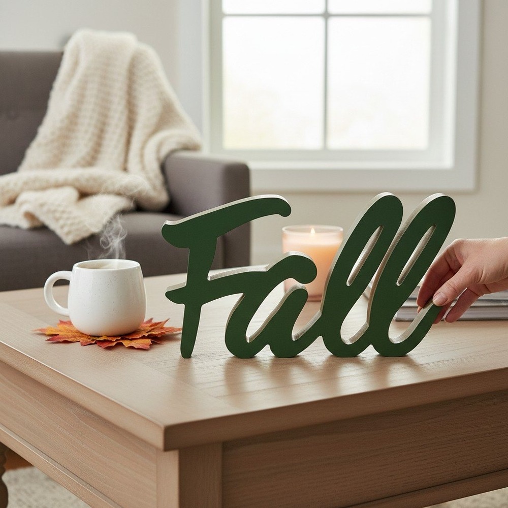 Newclassic Enterprise Fall Sign Decor Unisex OS Green Gold Brand New Script Word